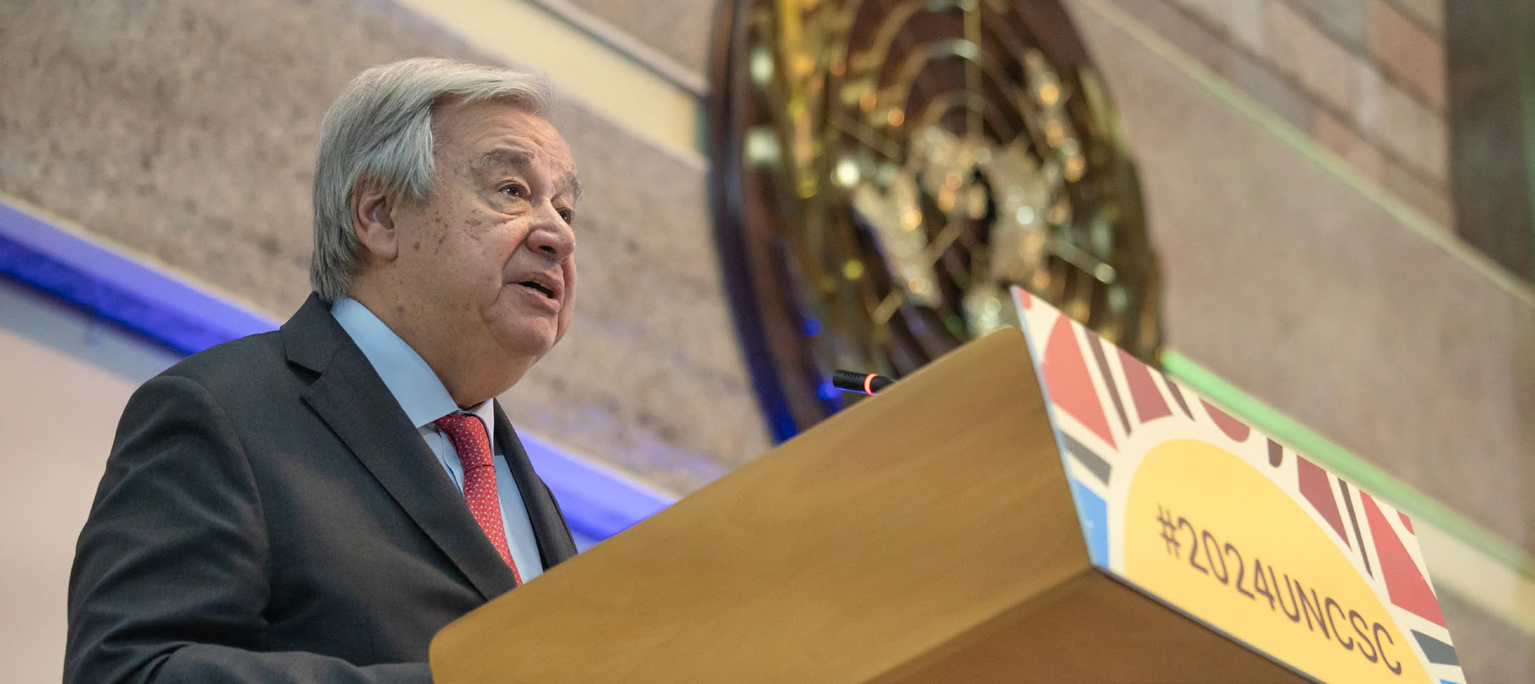 UN Secretary General Antonio Guterres speaks at the 2024 UN Civil Society Conference