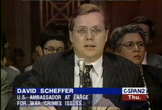 David Scheffer, US Ambassador at Large for War Crimes Issues, testifying before a Senate panel on C-SPAN2